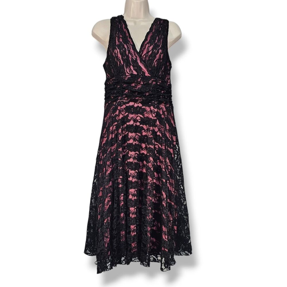 Vintage DJ Summers Whimsigoth Lace Midi Dress Pink Gothic Vampire Y2K Petite 14P